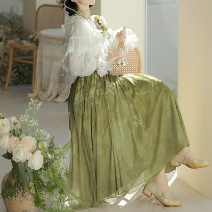 Lace Flower Shirt Skirt Set SE23693