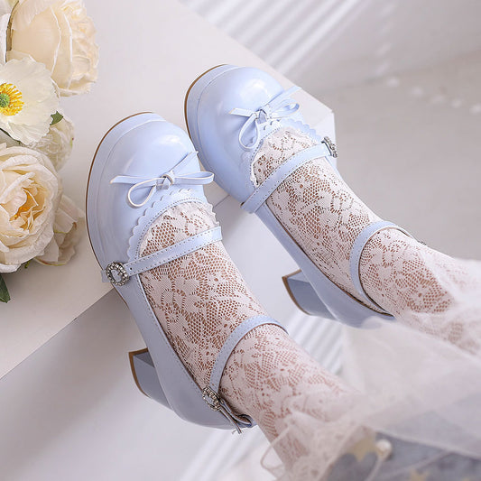 Lace Lolita Jk Bow Chunky Shoes SE22795