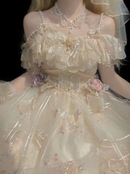 Mesh Bow Flower Lace Princess Dress SE22972