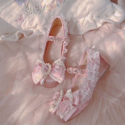 Lace Pastel Bow Shoes SE23430