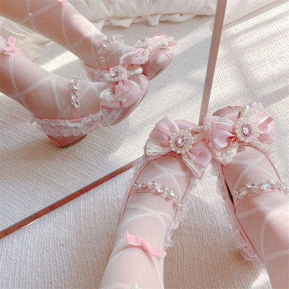 Lace Pastel Bow Shoes SE23430