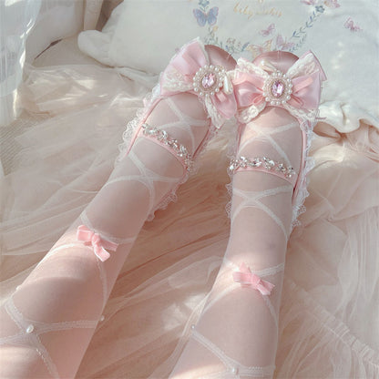 Lace Pastel Bow Shoes SE23430