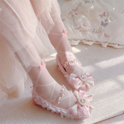Lace Pastel Bow Shoes SE23430