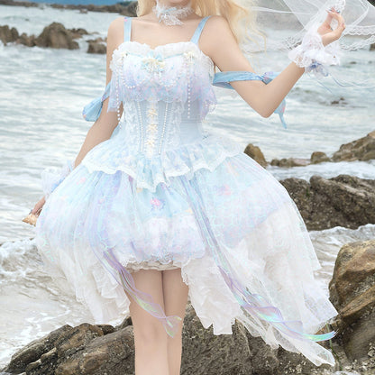 Lace Pearl Flower Bow Dress SE23702