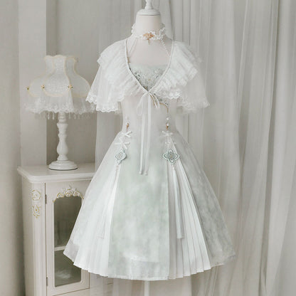 Lace Shawl Floral Dress Set SE22758