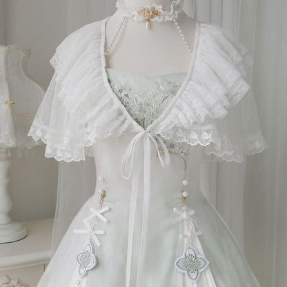 Lace Shawl Floral Dress Set SE22758