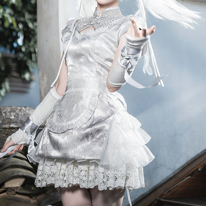 Lace Silver Uniform Dress Set SE23263