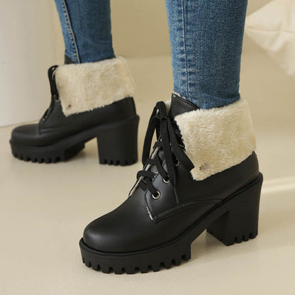 Lace Up Block Heel Chunky Shoes SE22945