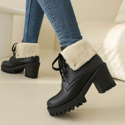 Lace Up Block Heel Chunky Shoes SE22945