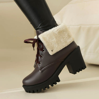 Lace Up Block Heel Chunky Shoes SE22945
