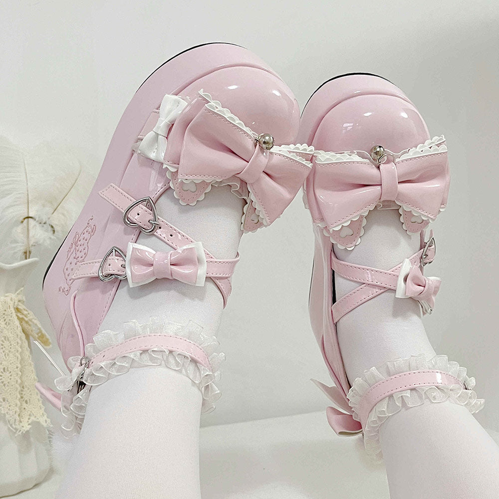 Lace bow Lolita Chunk Shoes SE23705