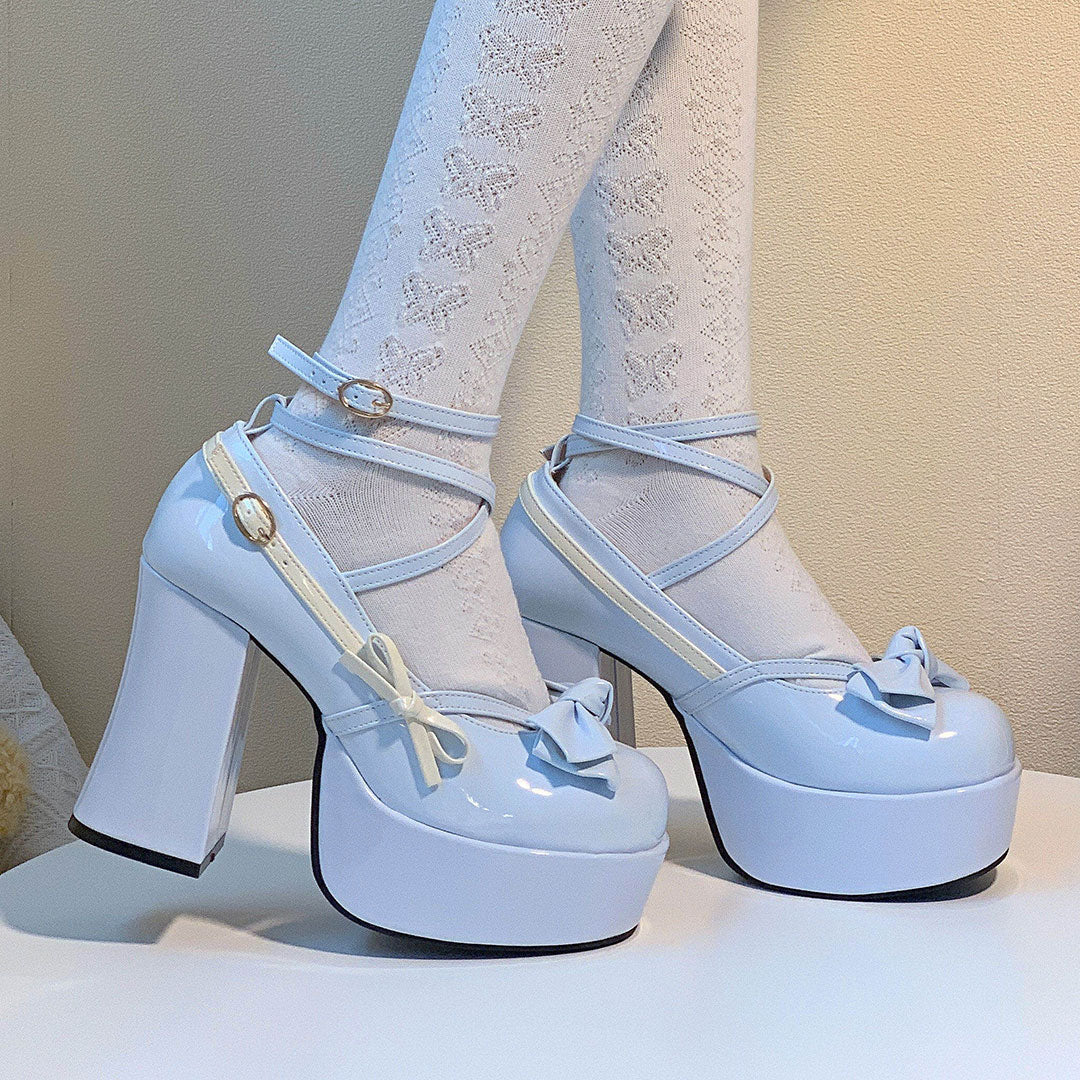 Lolita Bow Platform Heels Shoes SE22767 – SANRENSE