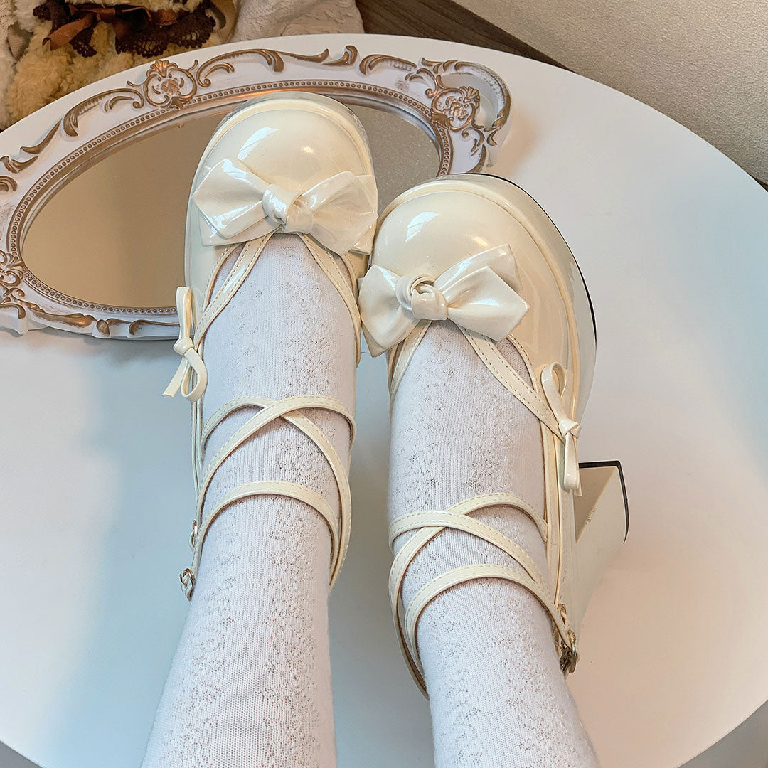 Lolita Bow Platform Heels Shoes SE22767