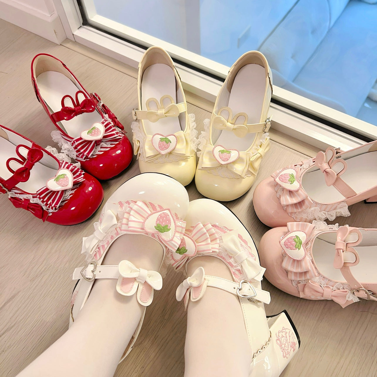 Lolita Bow Strawberry Shoes SE23799