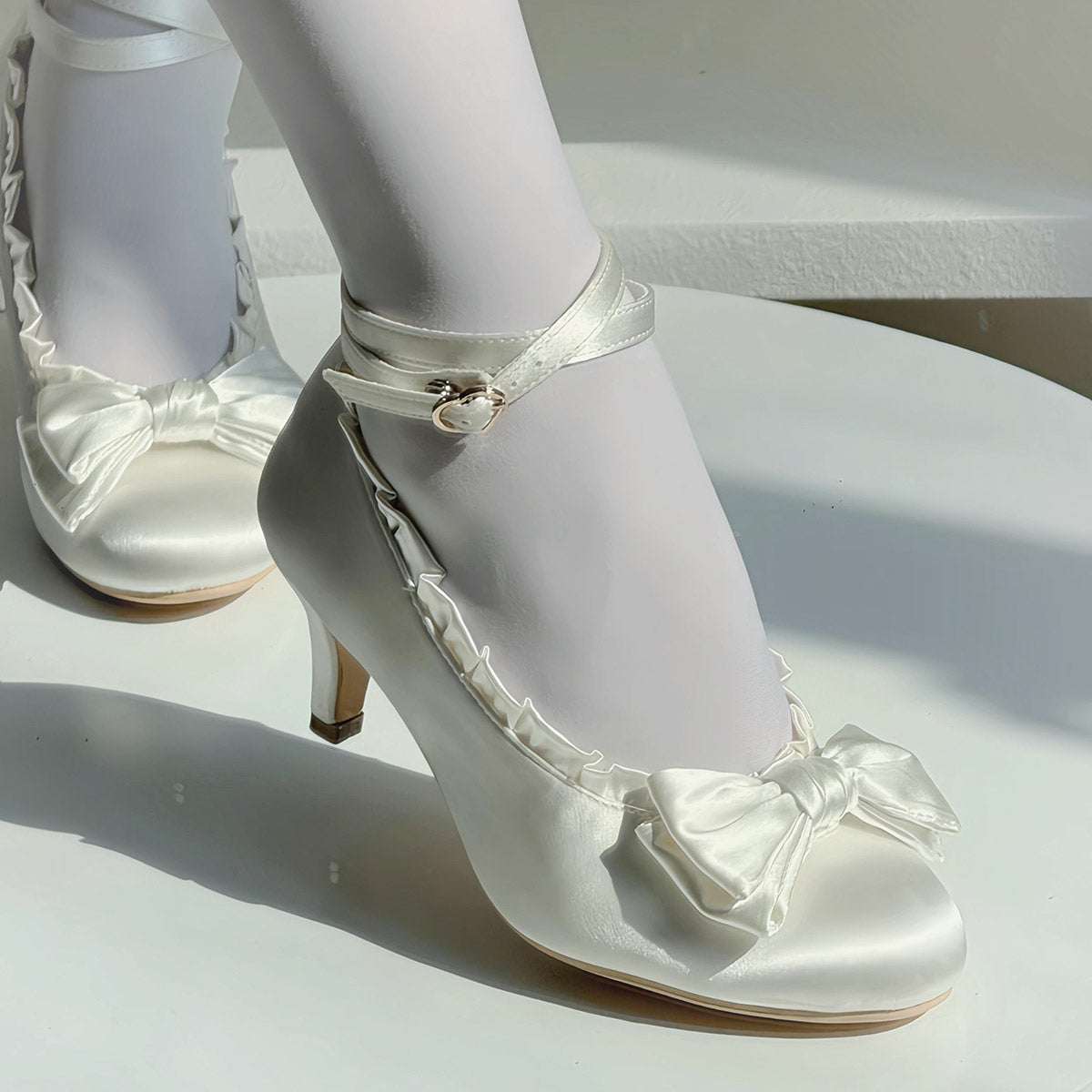 Lolita Elegant Bow Heels Shoes SE23772