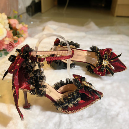 Lolita Lace Bow Heels Shoes SE23364