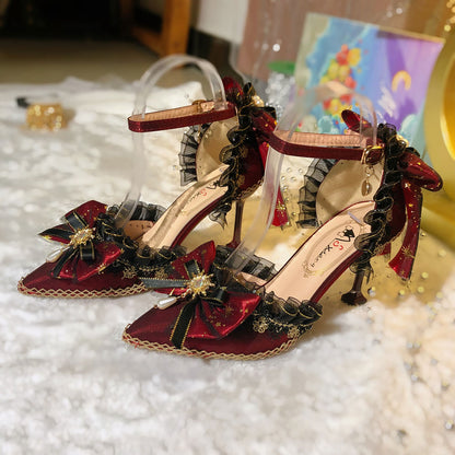 Lolita Lace Bow Heels Shoes SE23364
