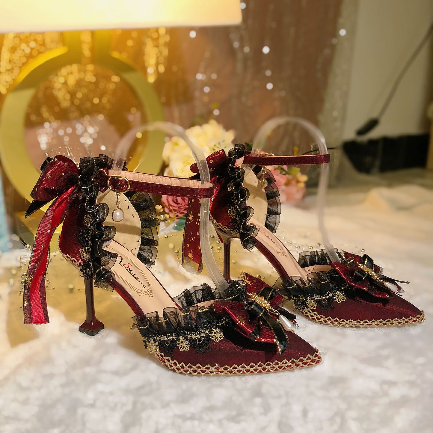 Lolita Lace Bow Heels Shoes SE23364