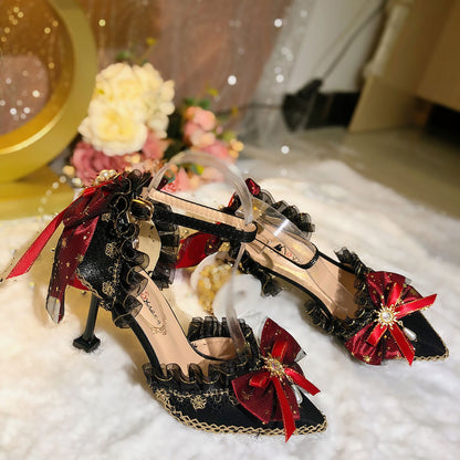 Lolita Lace Bow Heels Shoes SE23364