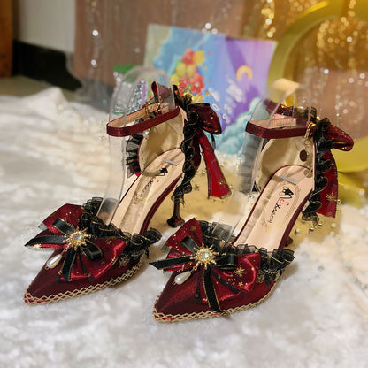 Lolita Lace Bow Heels Shoes SE23364