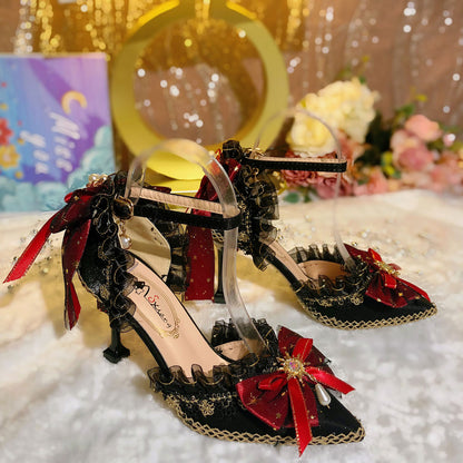 Lolita Lace Bow Heels Shoes SE23364