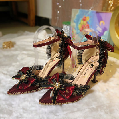 Lolita Lace Bow Heels Shoes SE23364