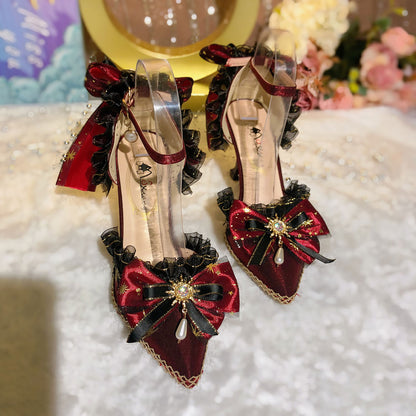 Lolita Lace Bow Heels Shoes SE23364