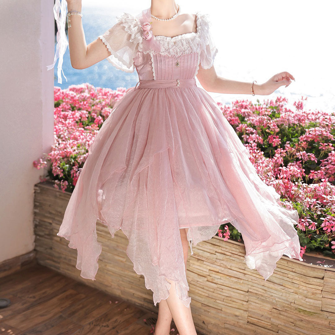 Lolita Lace Floral Pink Dress SE22694