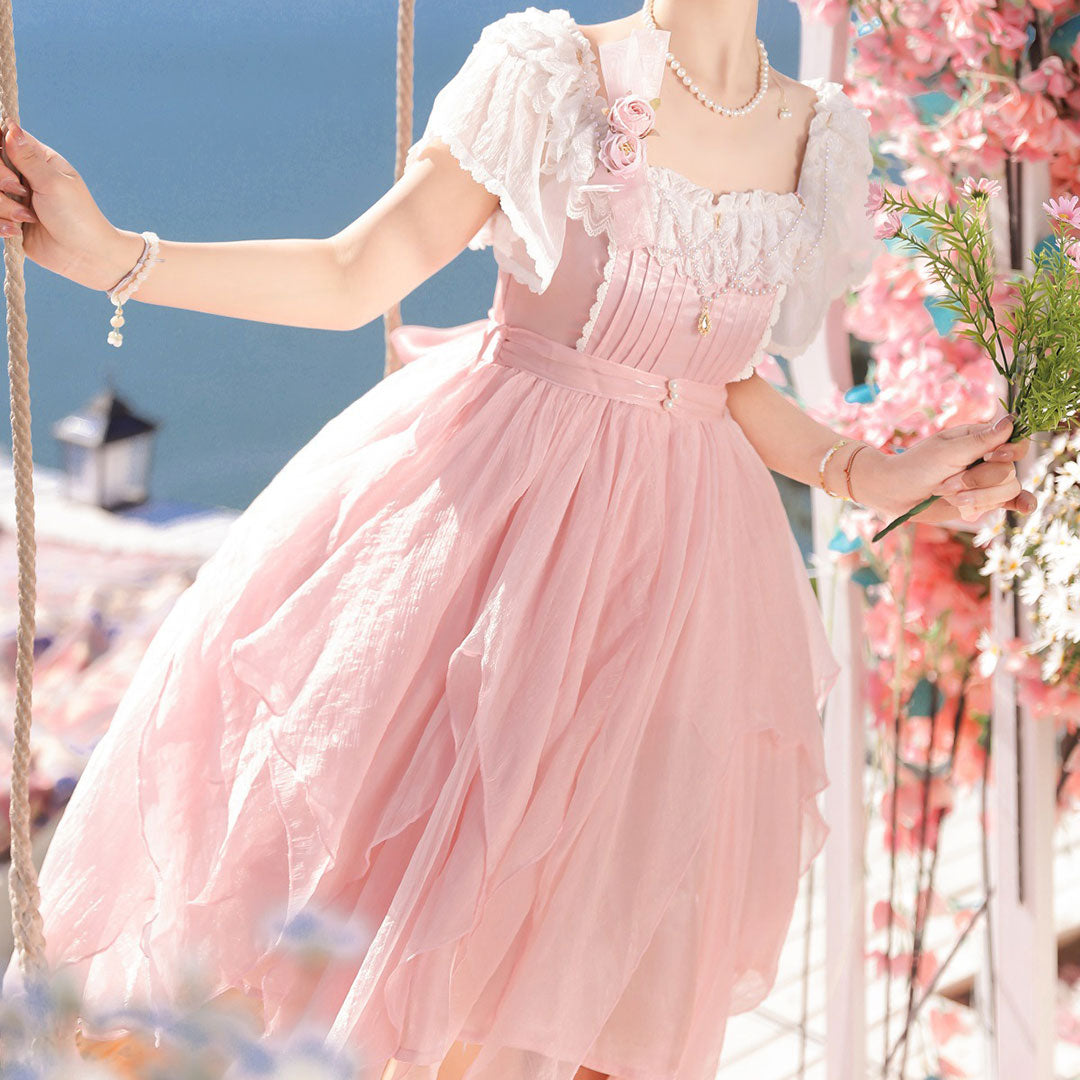 Lolita Lace Floral Pink Dress SE22694