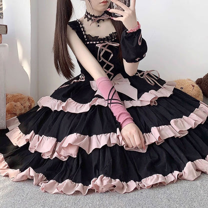 Lolita Pink Bow Lace Dress SE22833