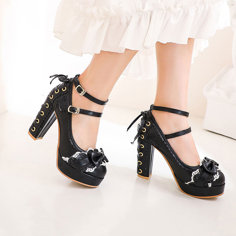Lolita Platform Bow Lace Shoes SE22811