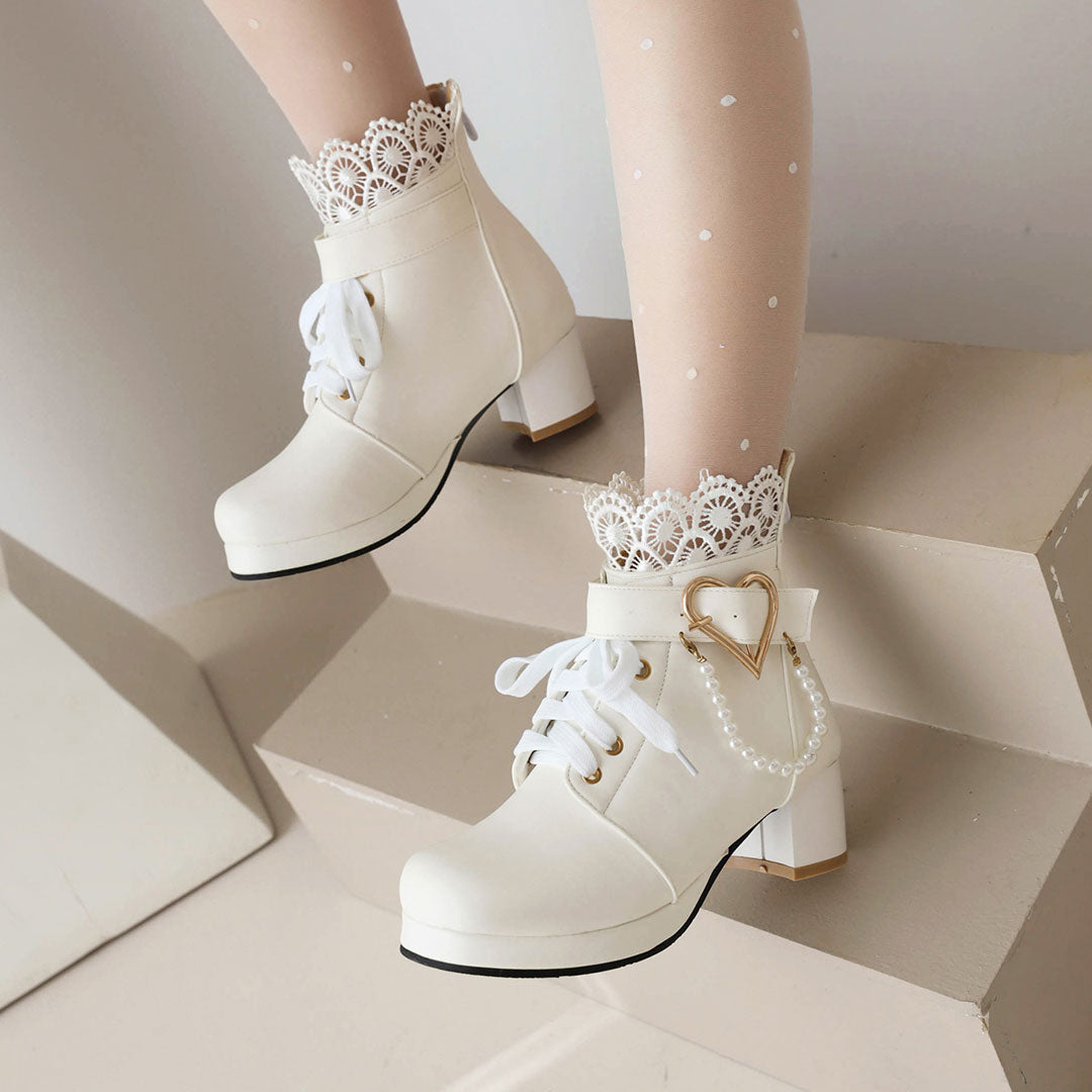 Love Beaded Flower Ankle Boots SE22866