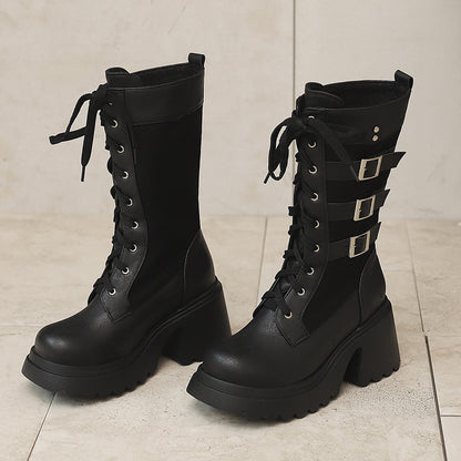 Metal Buckle Platform Boots SE23650
