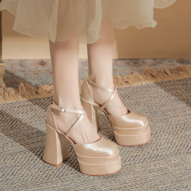Platform Cross-Strap High Heels SE23723