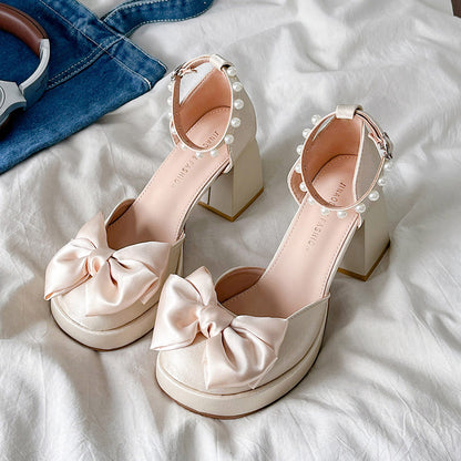 Pearl Bow Heel Shoes SE23955