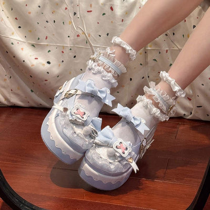Lace Bow Wedge Shoes SE23554