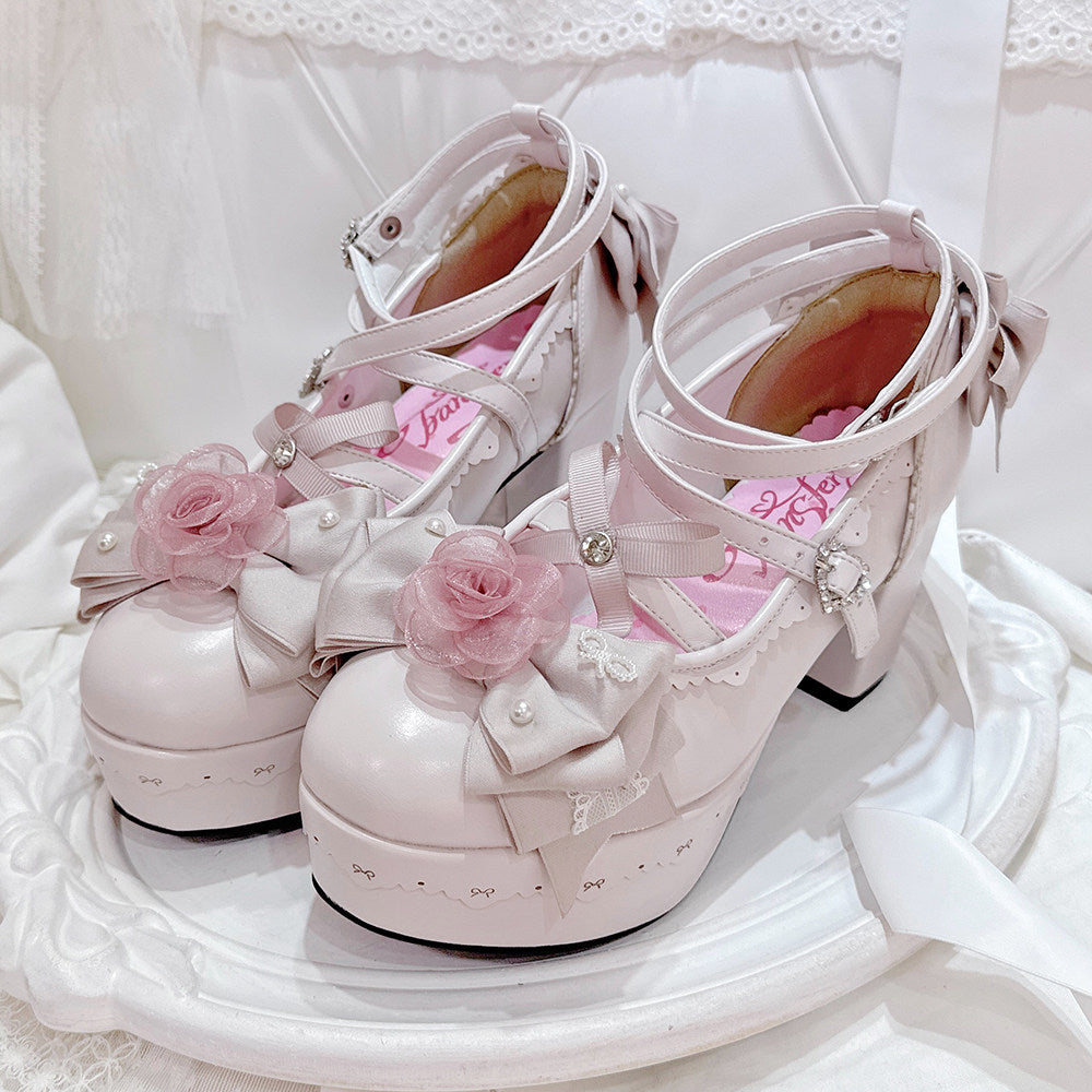 Floral Bow Heel Shoes SE23939