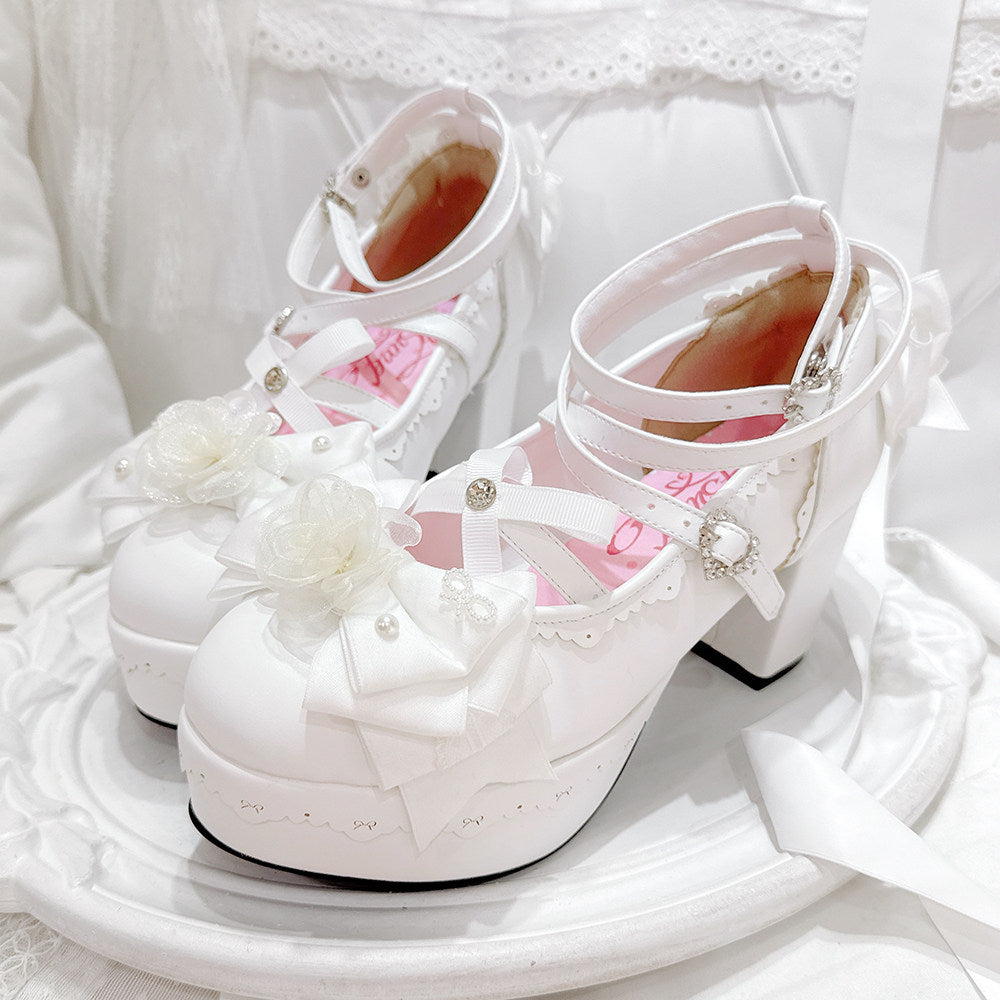 Floral Bow Heel Shoes SE23939
