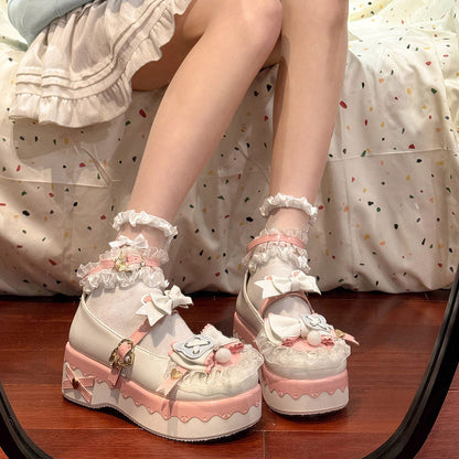 Lace Bow Wedge Shoes SE23554