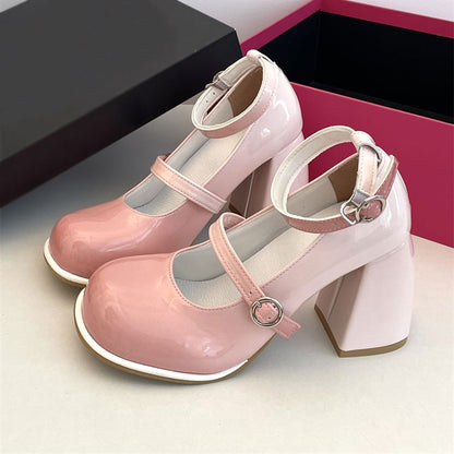 Ombre Lolita Chunky Heels Shoes SE22850