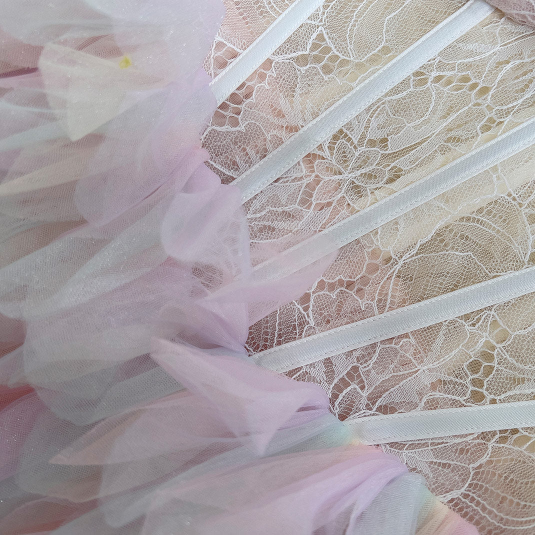 Pastel Fairy Tulle Dress with Lace Corset and Layered Petal Skirt SE23