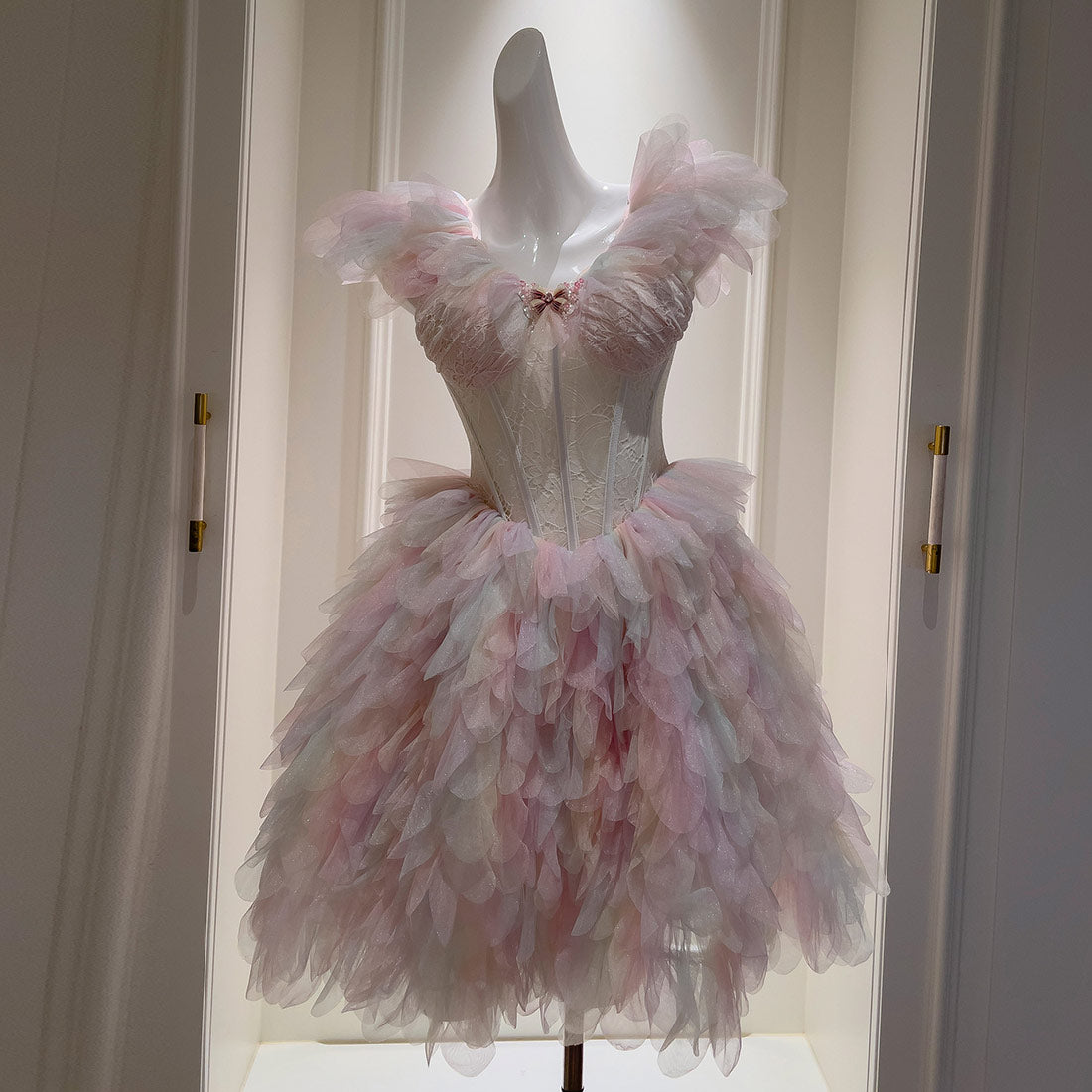 Pastel Fairy Tulle Dress with Lace Corset and Layered Petal Skirt SE23954