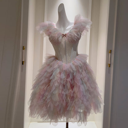 Pastel Fairy Tulle Dress with Lace Corset and Layered Petal Skirt SE23954