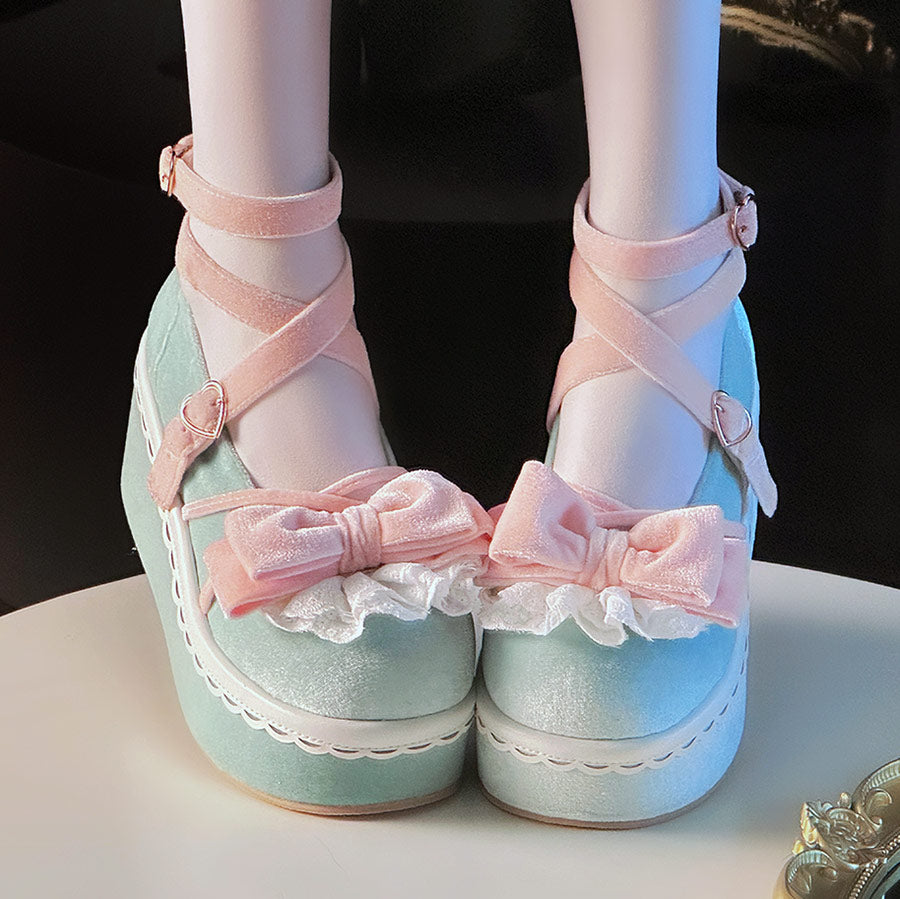 Pastel Mint Gradient Lolita Platform Heels SE23806