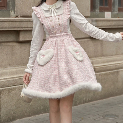 Pastel Plaid Dress Knitted Top Set SE22991