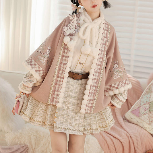 Peach Rabbit Coat Hanfu Skirt Set SE23858