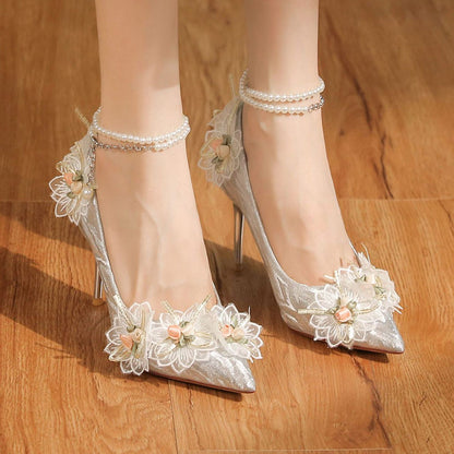Pearl Flower Heels Shoes SE23696