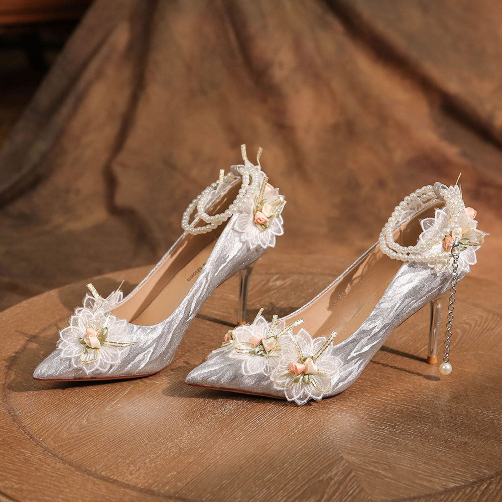Pearl Flower Heels Shoes SE23696