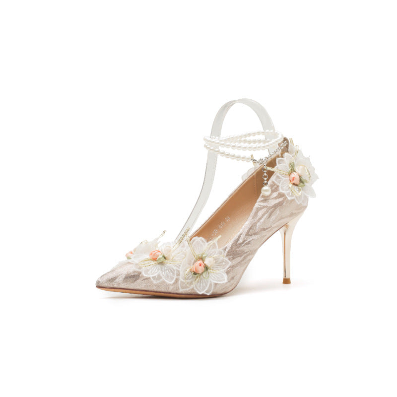 Pearl Flower Heels Shoes SE23696