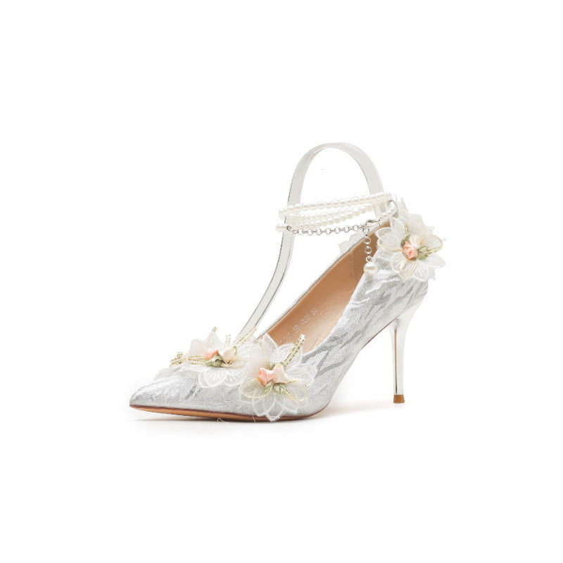 Pearl Flower Heels Shoes SE23696